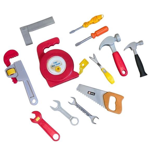 Kids Toy Tool Set with Red and Yellow Accents - Picture 2 of 3